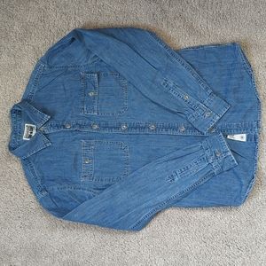 Converse One Star Blue Denim Jean Button Down Shirt with Metal Buttons Small